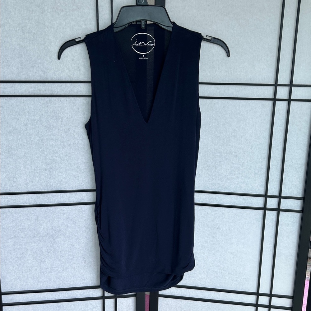 INC International Concepts Women's Blue V-Neck Tank Top